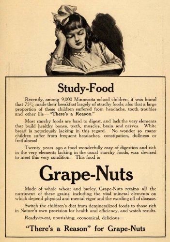 1915 Ad Grape Nuts Cereal Food Study Minnesota Children Breakfast Girl Healthy – Original Print Ad – Best Diet Books ⋆ Best Diet Books ⋆ Lifestyle