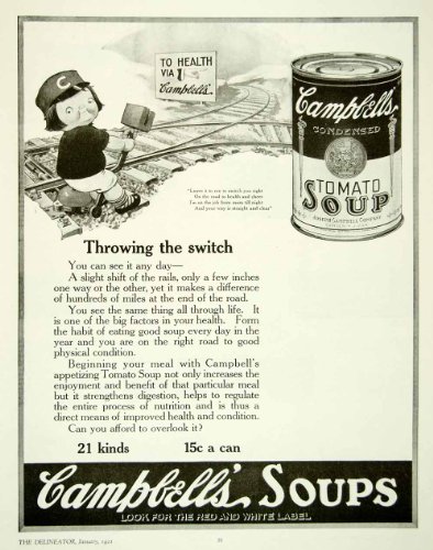 1921 Ad Campbell’s Soup Tomato Railroad Tracks Switch Healthy Can Joseph Food – Original Print Ad – Best Diet Books ⋆ Best Diet Books ⋆ Lifestyle