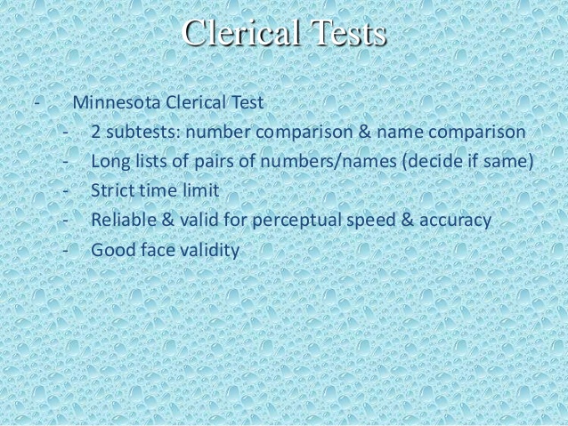 The Minnesota Clerical Test (MCT)